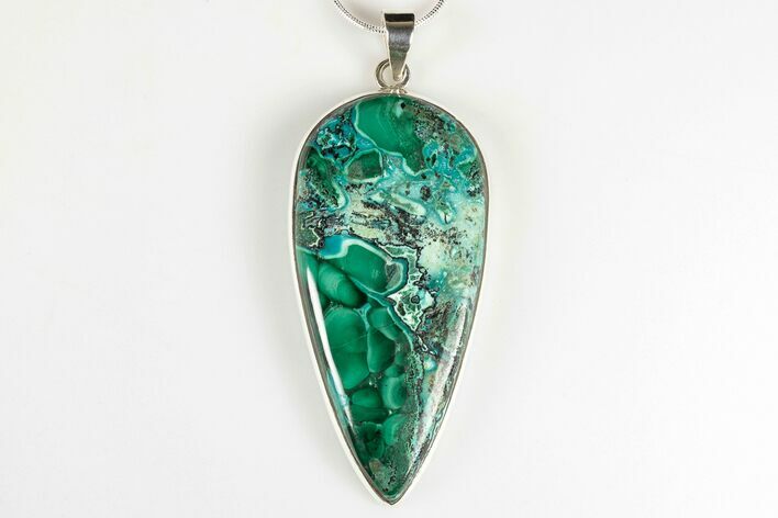 Large, Malachite & Chrysocolla Pendant - Sterling Silver #192416